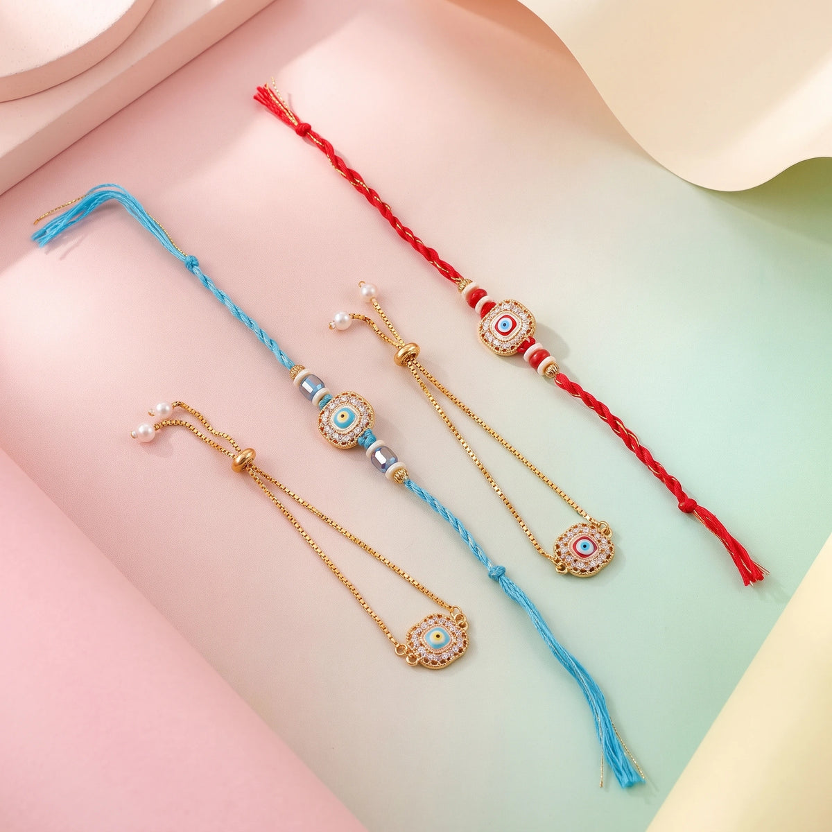 Evil Eye Chain Lumba Bhai Bhabhi Couple Rakhi Set – Pack of 2 | Raksha Bandhan Rakhi with Matching Lumba | Evil Eye Chain Lumba Bhai Bhabhi Couple Rakhi Set Pack of 2 | Veera Ki Rakhi