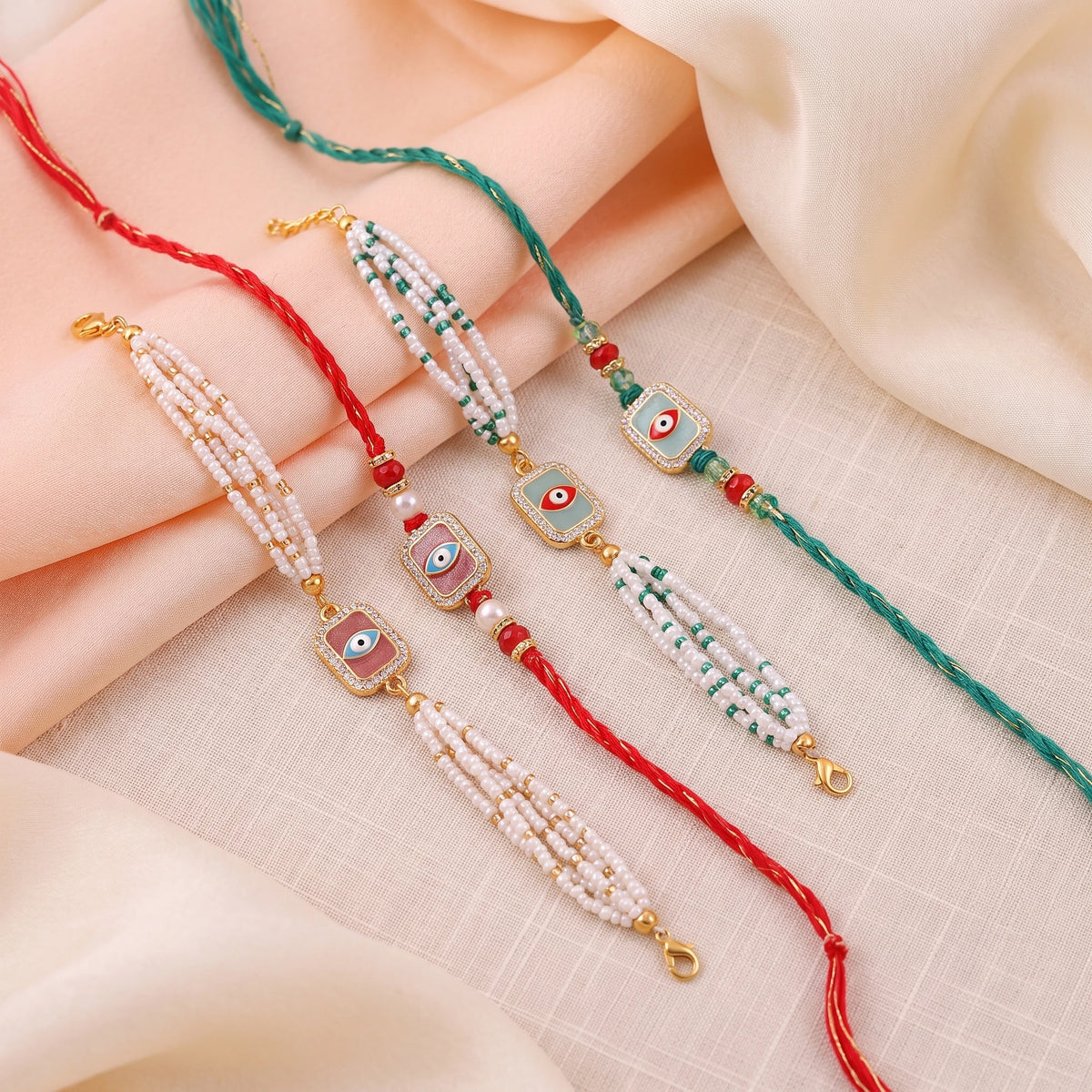 Meenakari Square Lumba Bhai Bhabhi Couple Rakhi Set – Pack of 2 | Raksha Bandhan Rakhi with Matching Lumba | Meenakari Square Lumba Bhai Bhabhi Couple Rakhi Set Pack of 2 | Veera Ki Rakhi