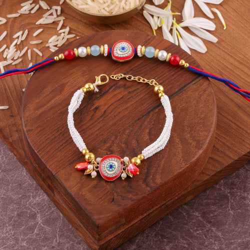 Blue Charm Bhaiya Bhabhi Rakhi Set zoom
