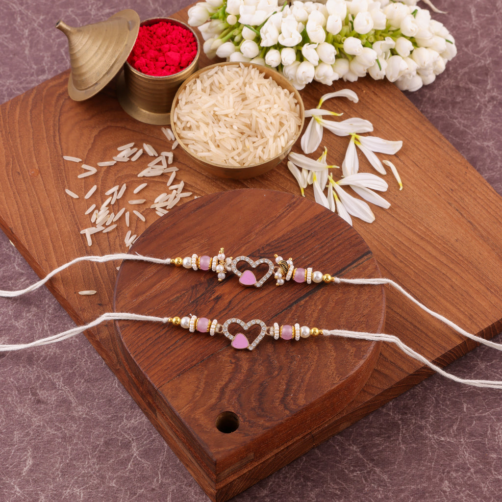 HandCrafted  Heart Couple Rakhi Set