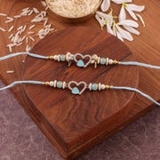 Thumbnail for HandCrafted Heart Couple Rakhi Set - zoom