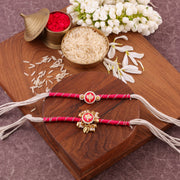Thumbnail for Pink Ganpati Charm Bhaiya Bhabhi Rakhi Set - Pink