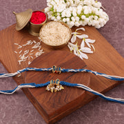 Thumbnail for Blue Shubh Kamdhenu Bhaiya Bhabhi Rakhi Set - Blue