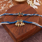 Thumbnail for Blue Shubh Kamdhenu Bhaiya Bhabhi Rakhi Set zoom