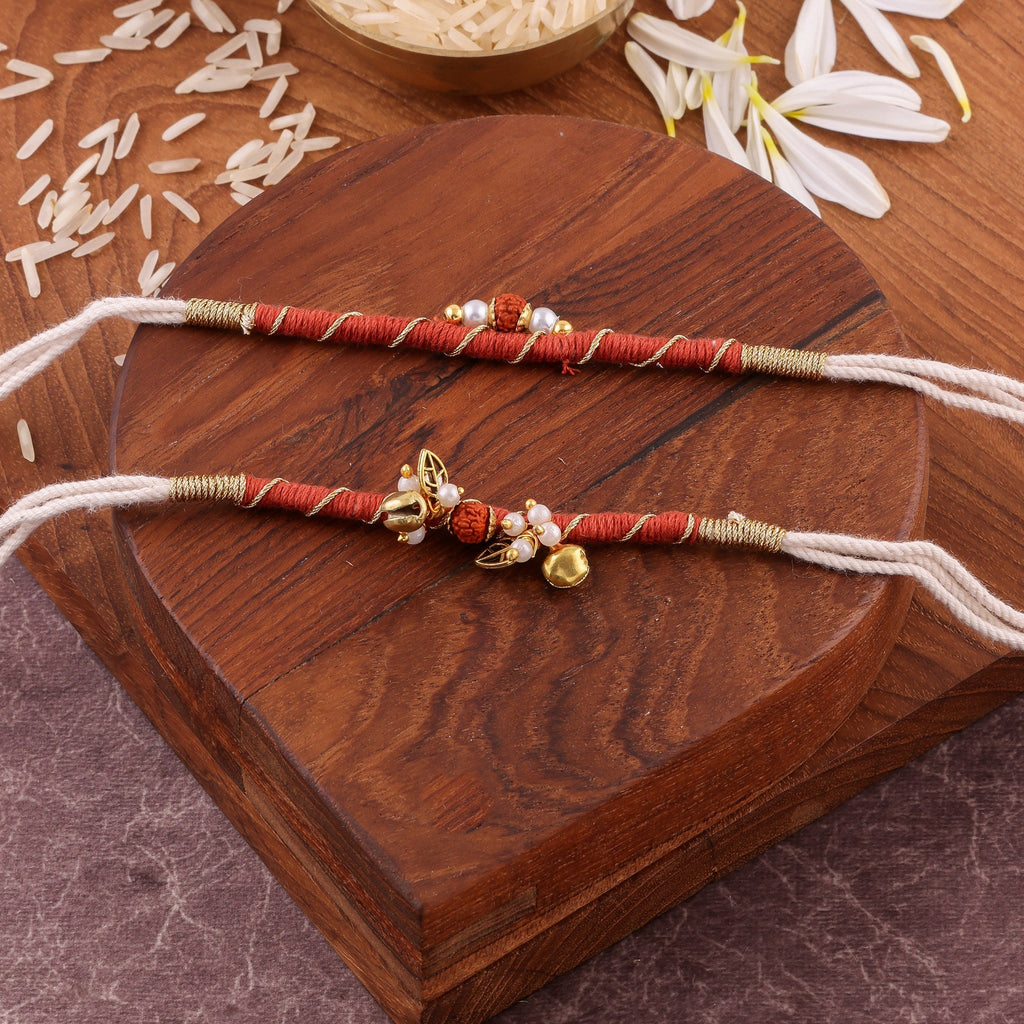 Devine Rudraksha Bhai Bhabhi Rakhi Set zoom