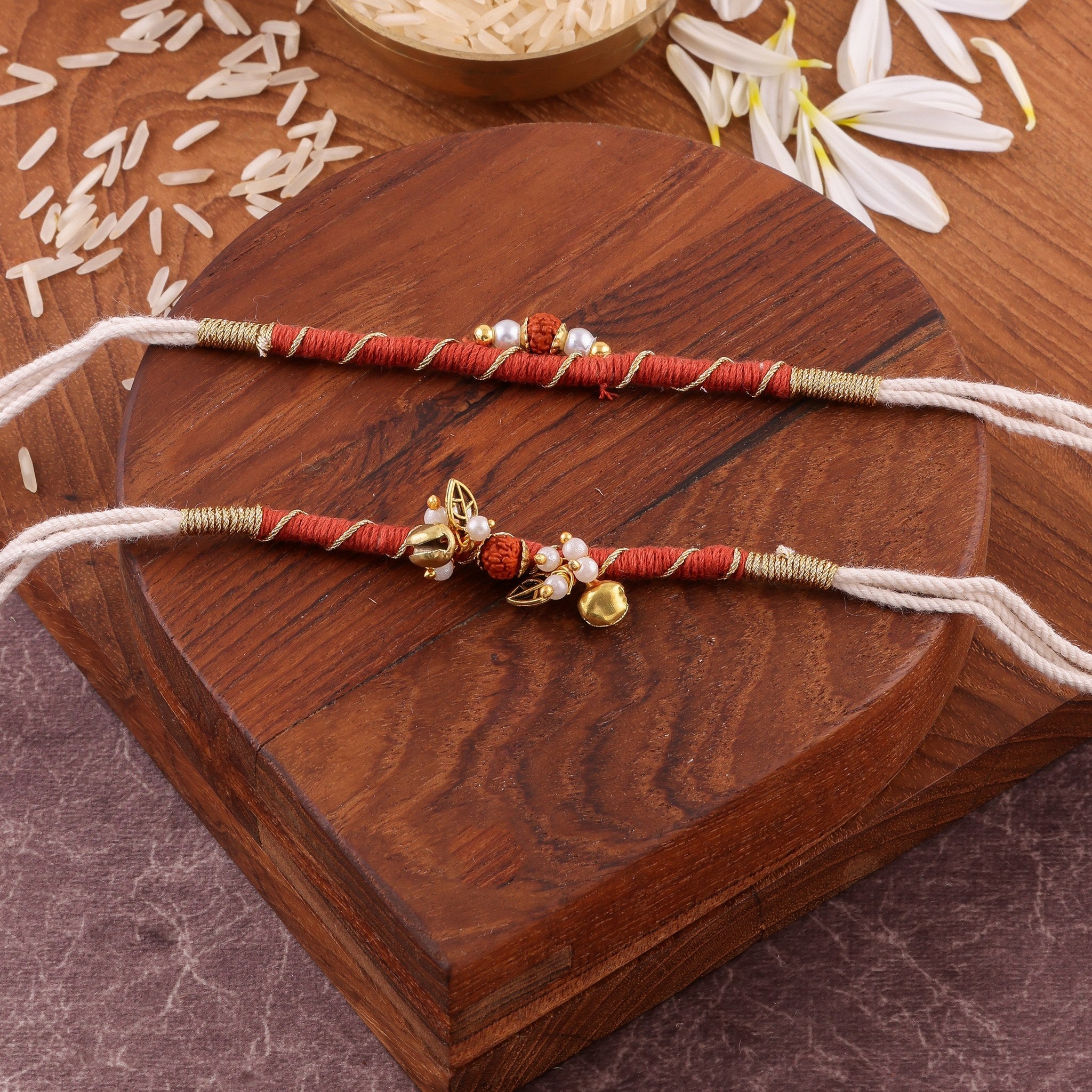 Devine Rudraksha Bhai Bhabhi Rakhi Set zoom
