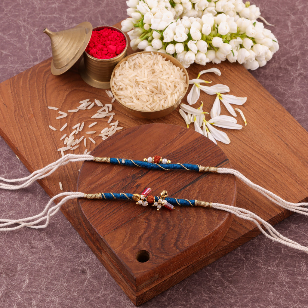 Devine Rudraksha Bhai Bhabhi Rakhi Set
