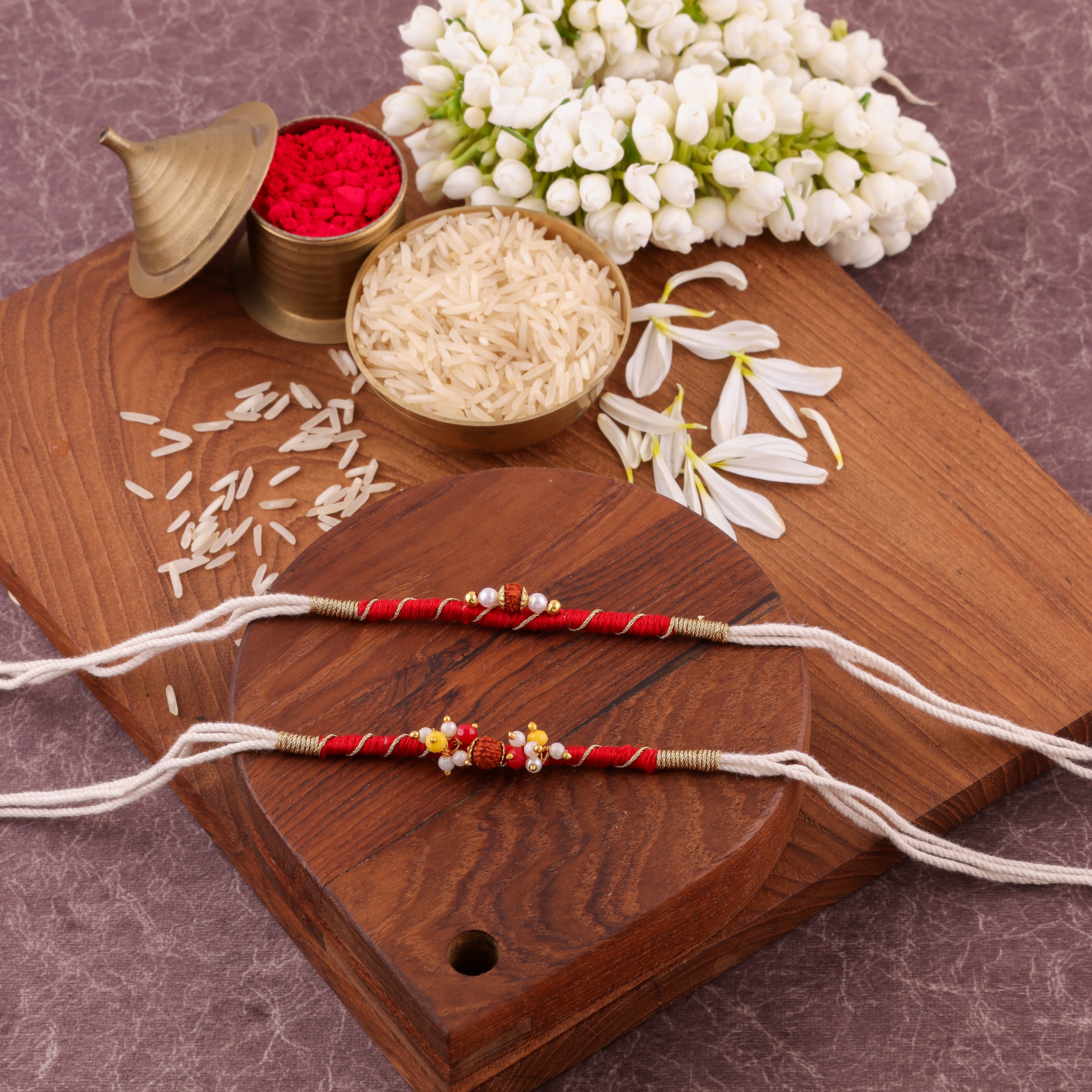 Devine Rudraksha Bhai Bhabhi Rakhi Set