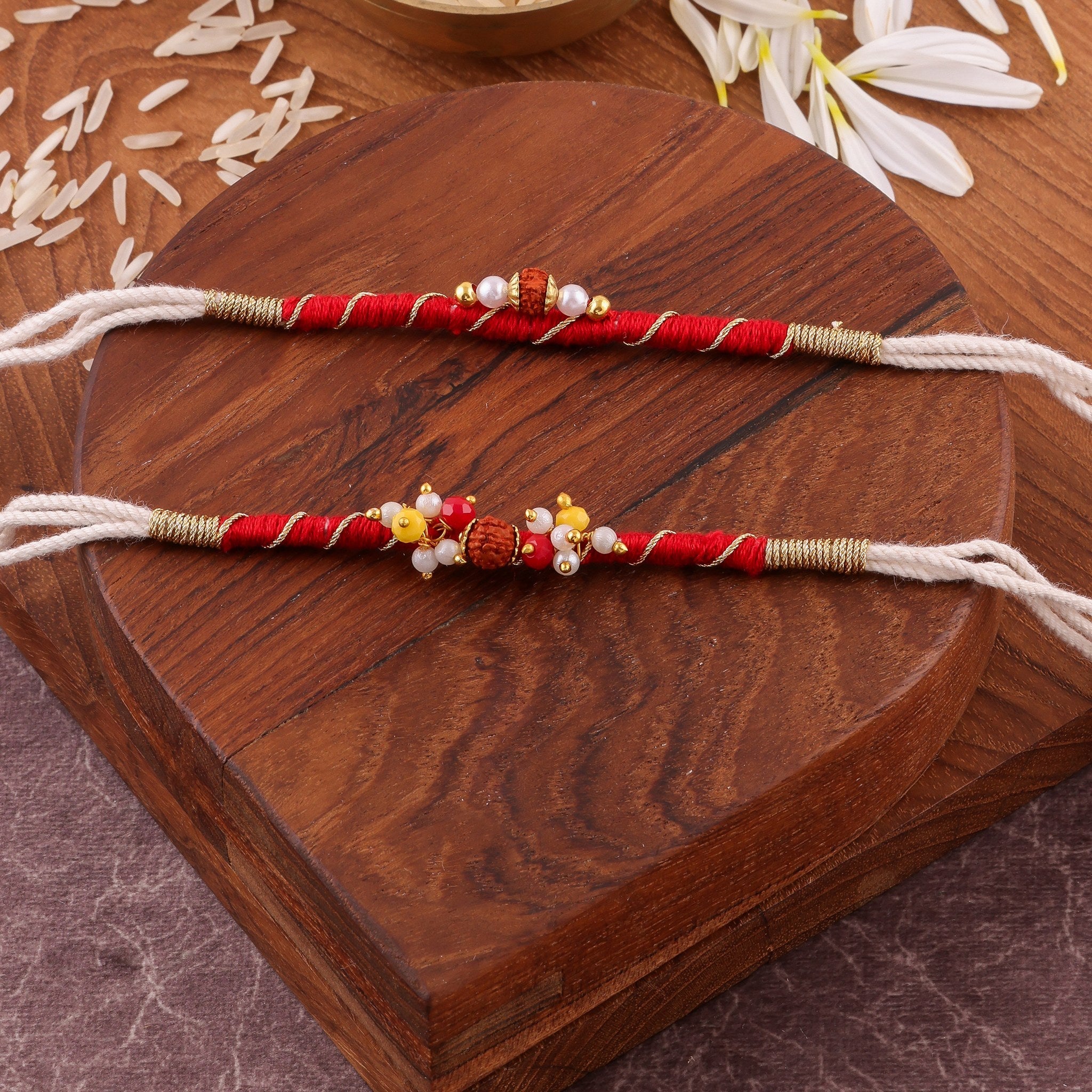 Devine Rudraksha Bhai Bhabhi Rakhi Set zoom