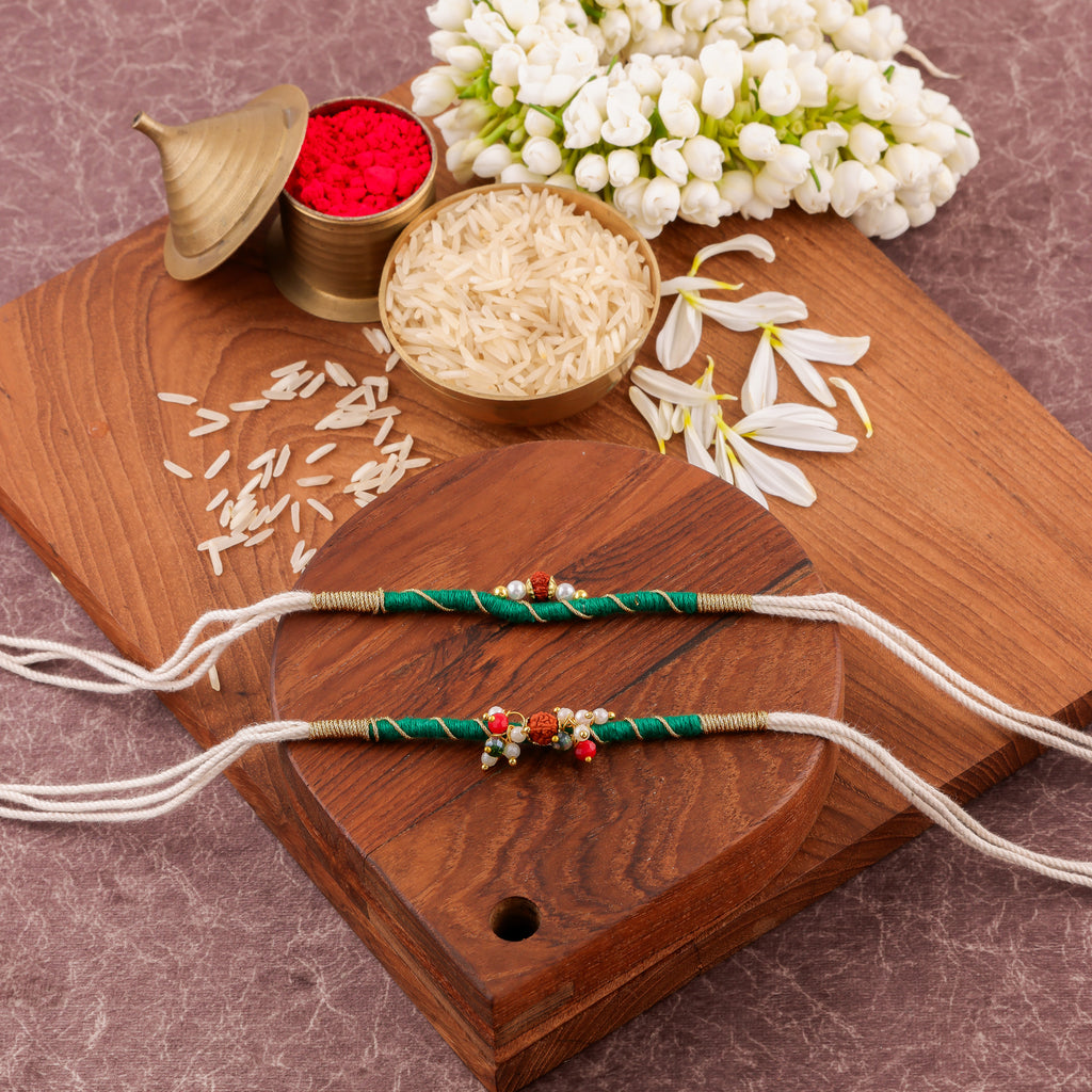 Devine Rudraksha Bhai Bhabhi Rakhi Set