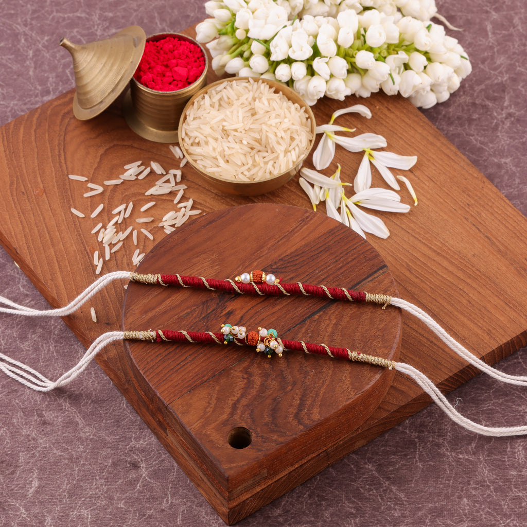 Devine Rudraksha Bhai Bhabhi Rakhi Set