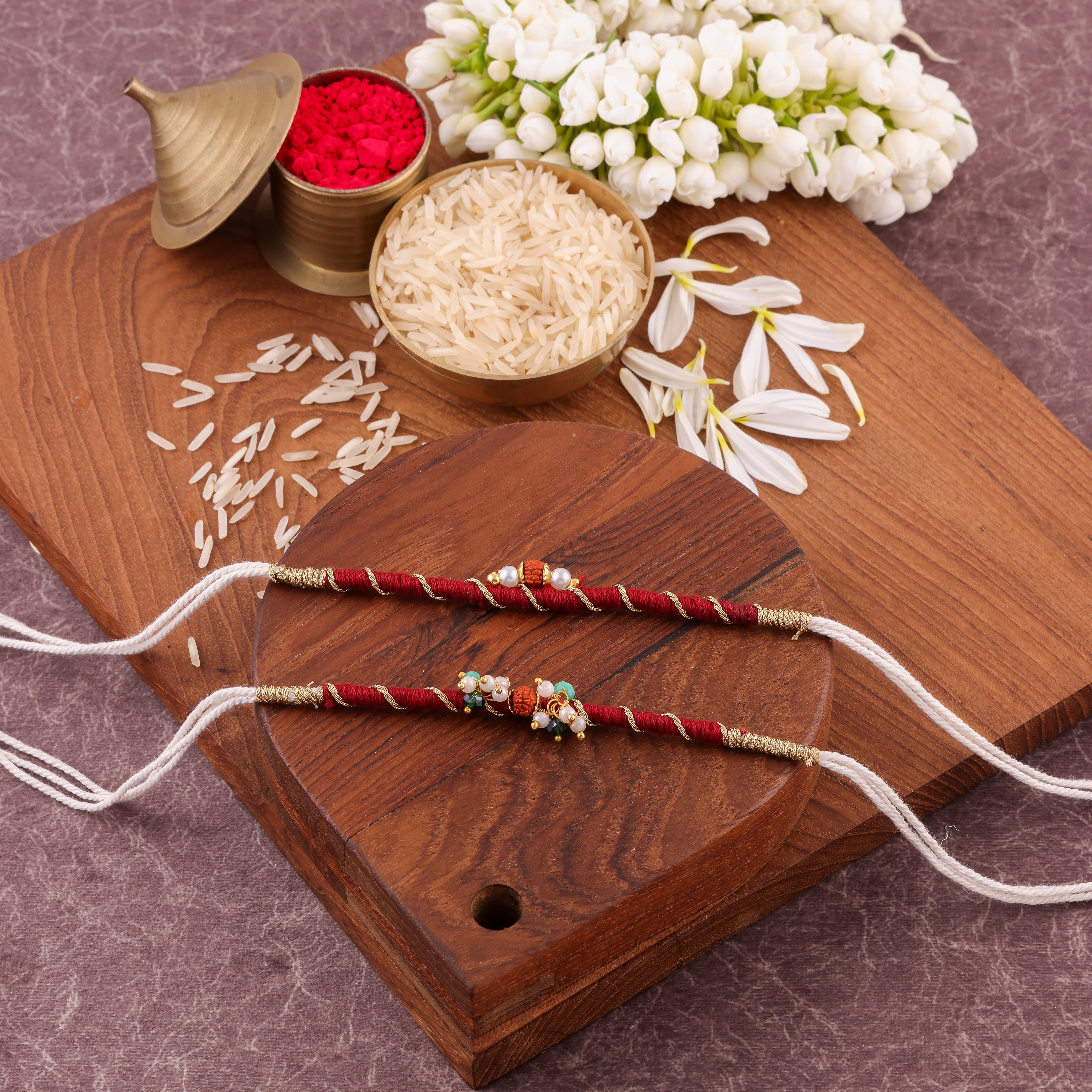 Devine Rudraksha Bhai Bhabhi Rakhi Set