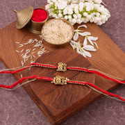 Thumbnail for Red Mahadev Shivling Bhaiya Bhabhi Rakhi Set - Red