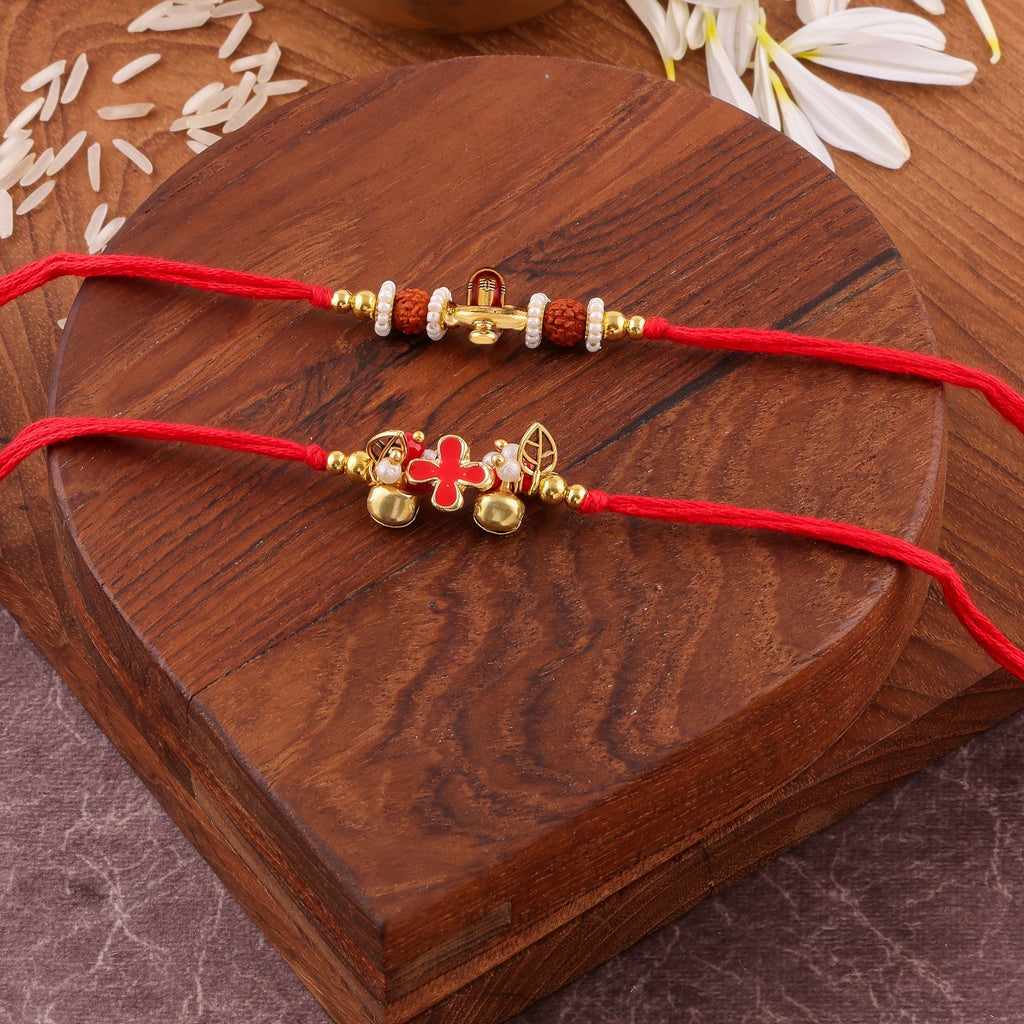 Shivling and Gold Bead Rakhi Set of 2 zoom