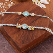 Thumbnail for Premium Dori Beaded Charm Bhaiya Bhabhi Rakhi Set zoom