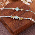 Premium Dori Beaded Charm Bhaiya Bhabhi Rakhi Set zoom