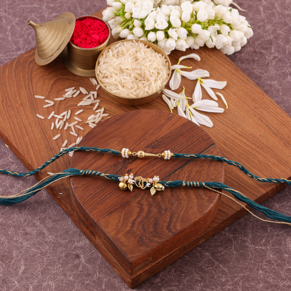 Rama Braided Charm Bhaiya Bhabhi Rakhi Set - Rama