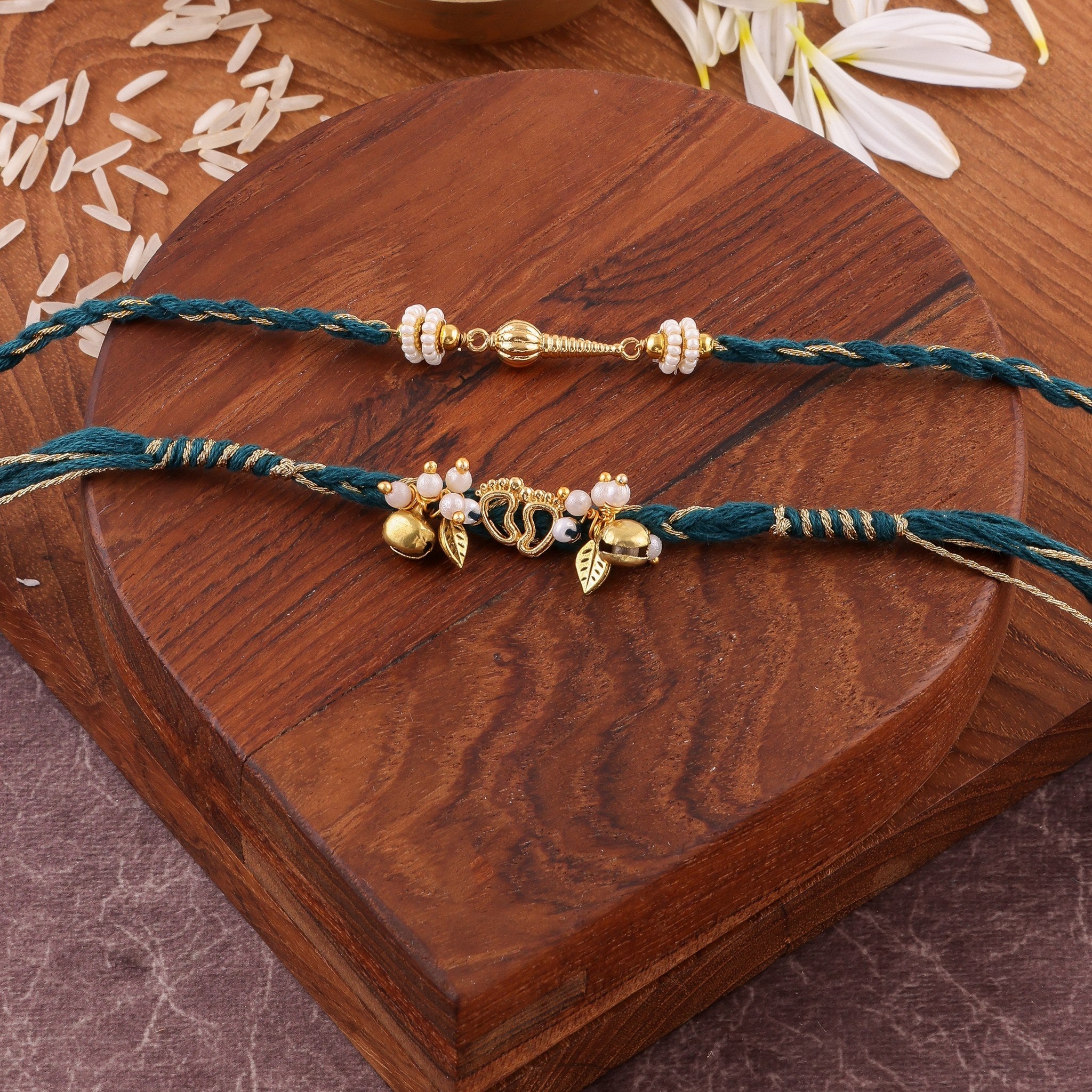 Hanuman Braided Charm Bhaiya Bhabhi Rakhi Set zoom