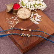Thumbnail for Rama Braided Charm Bhaiya Bhabhi Rakhi Set - Blue