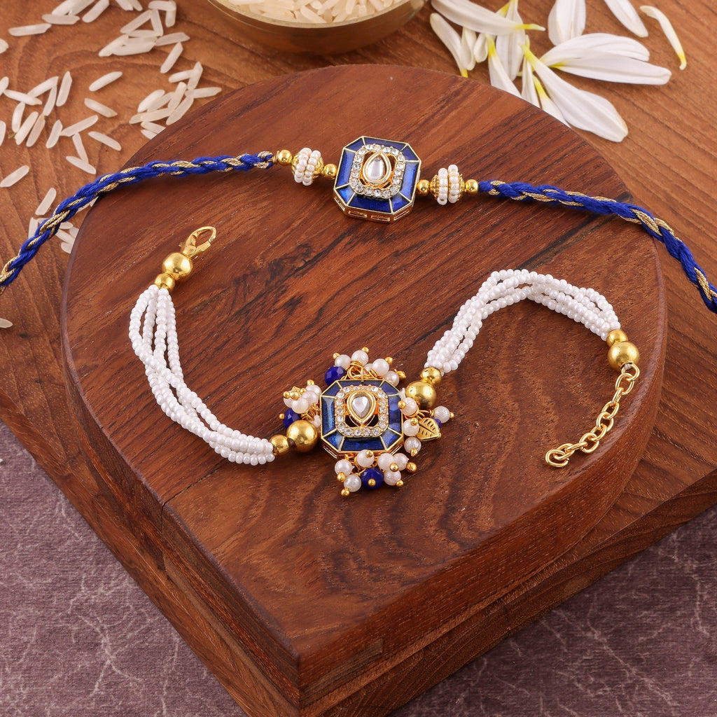 Traditional Red Meenakari Bhaiya Bhabhi Rakhi Set zoom