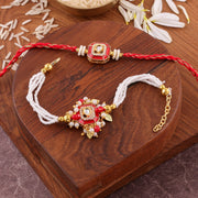 Thumbnail for Traditional Red Meenakari Bhaiya Bhabhi Rakhi Set zoom