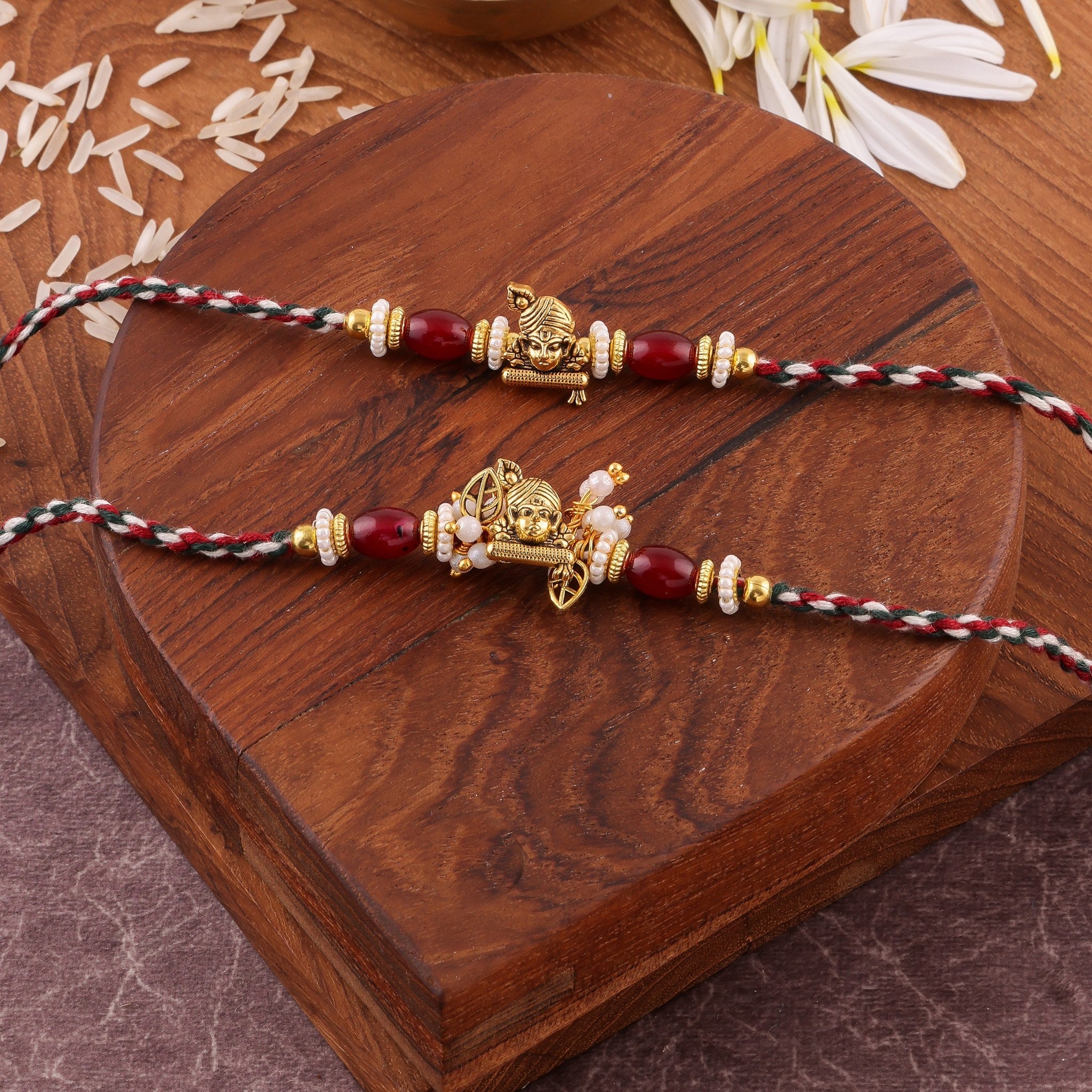 Red Charm Bhaiya Bhabhi Rakhi Set zoom