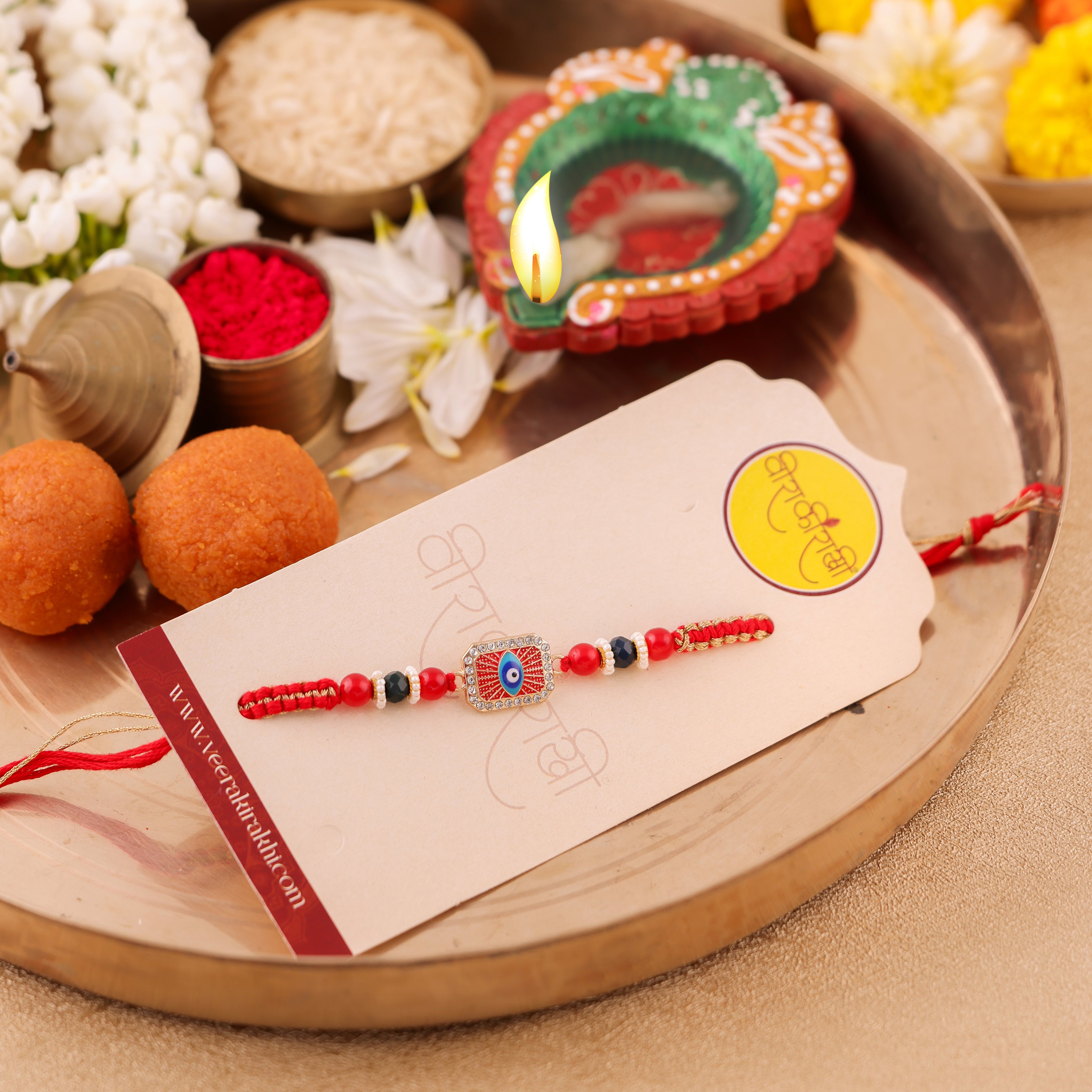 Red Evil Eye Rakhi - Red