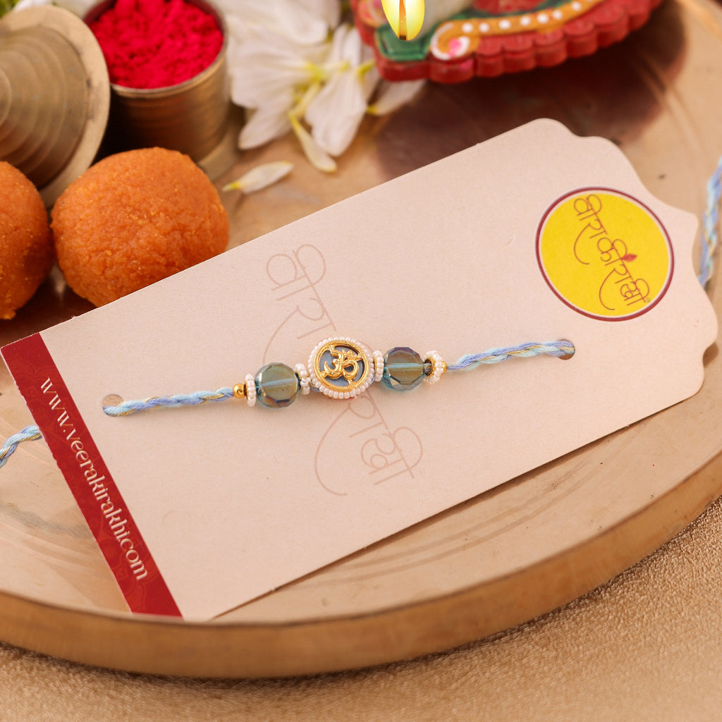 Sacred Om Centerpiece Pearl Rakhi zoom