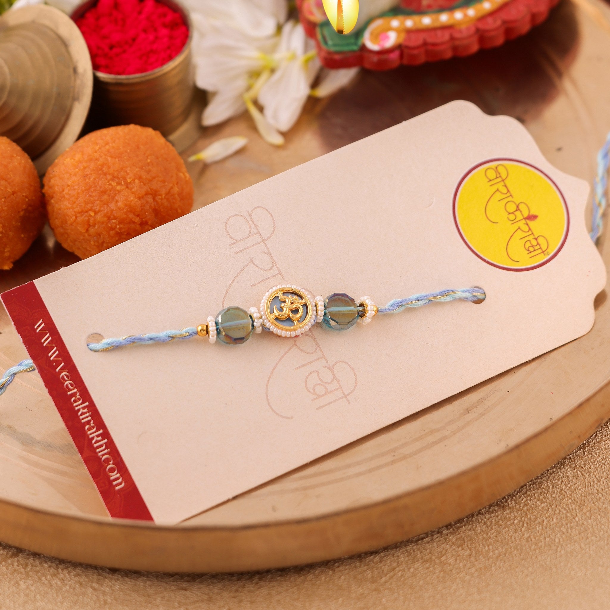 Sacred Om Centerpiece Pearl Rakhi zoom