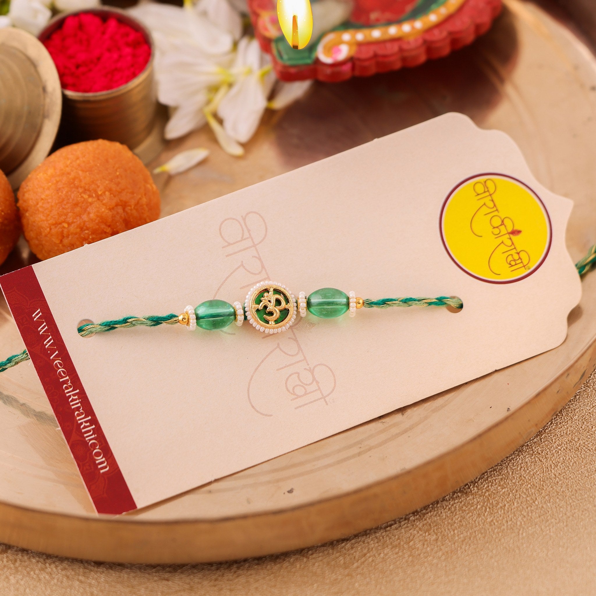 Sacred Om Centerpiece Pearl Rakhi zoom