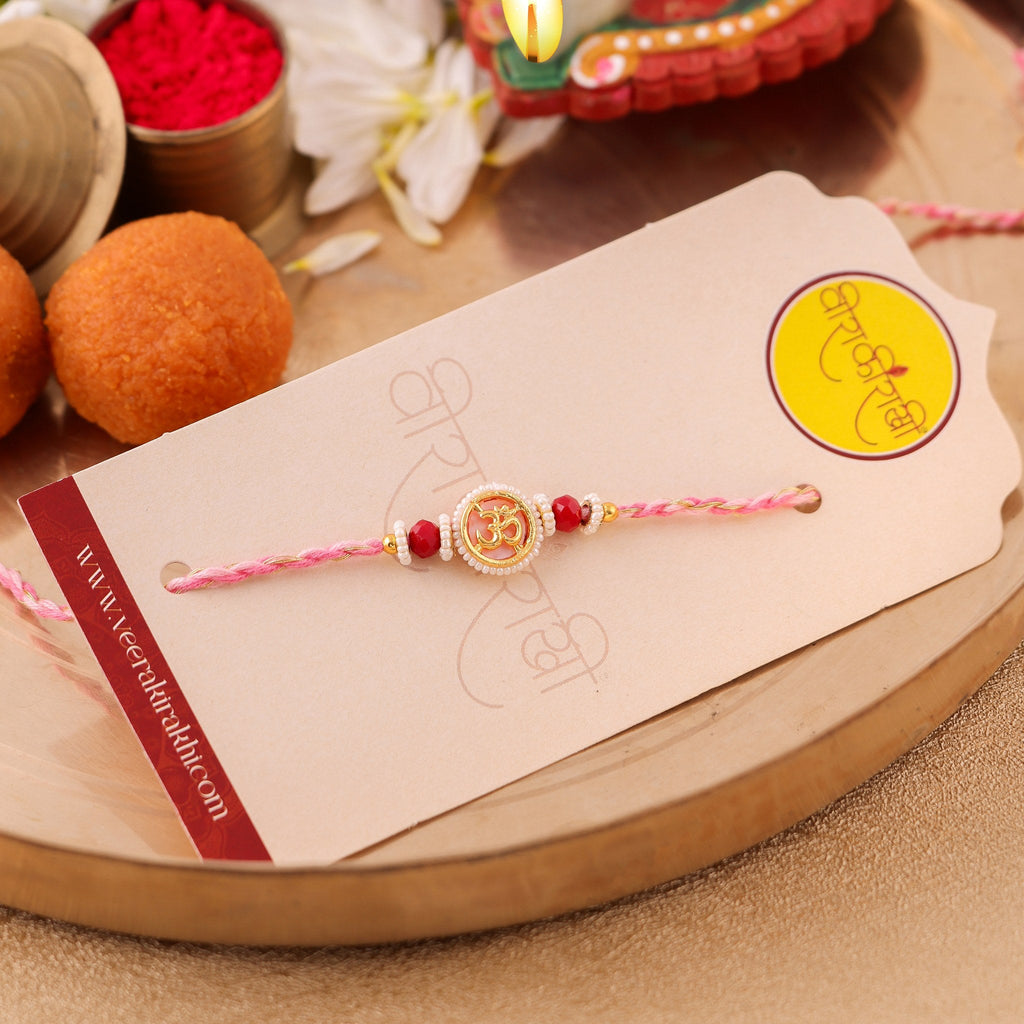 Sacred Om Centerpiece Pearl Rakhi zoom