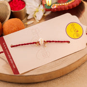 Thumbnail for Traditional Pearl Moti Rakhi Green Resham zoom