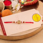 Thumbnail for Ganesha Centerpiece Traditional Orange Beaded Rakhi zoom