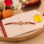 Thumbnail for Ganesha Centerpiece Traditional Orange Beaded Rakhi zoom