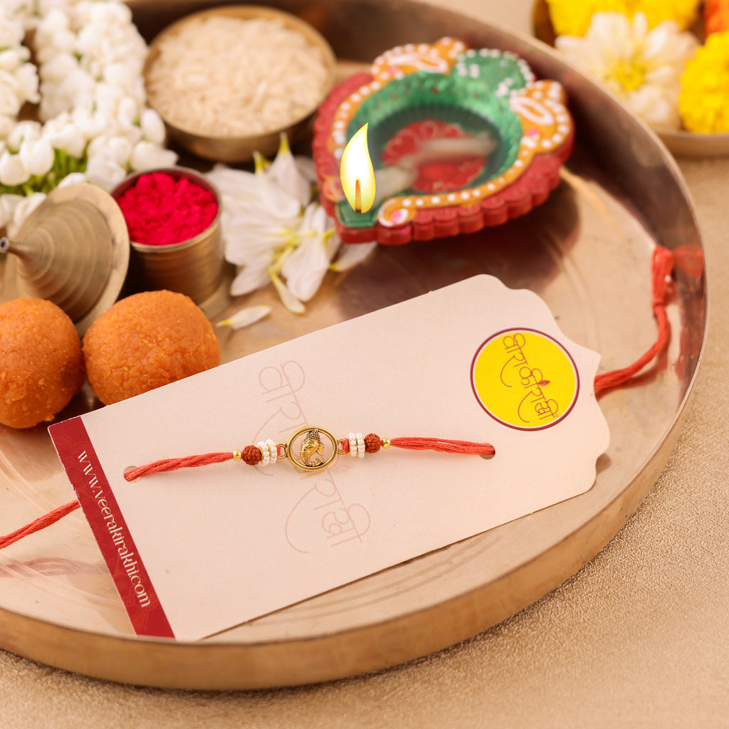 Orange Beaded Charm Rakhi - Orange