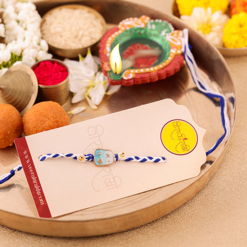 Blue Beaded Rakhi - Blue