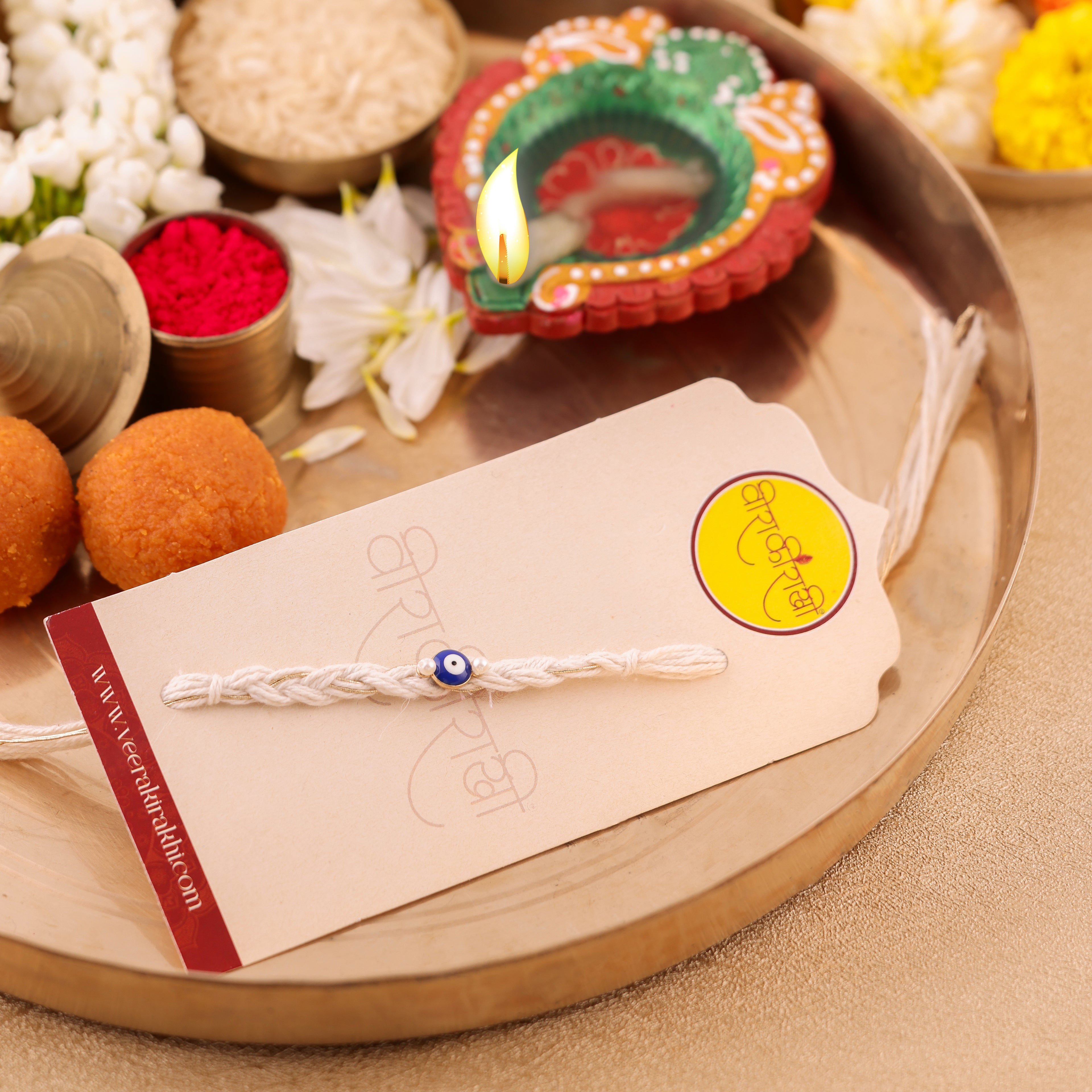 White Evil Eye Rakhi - White