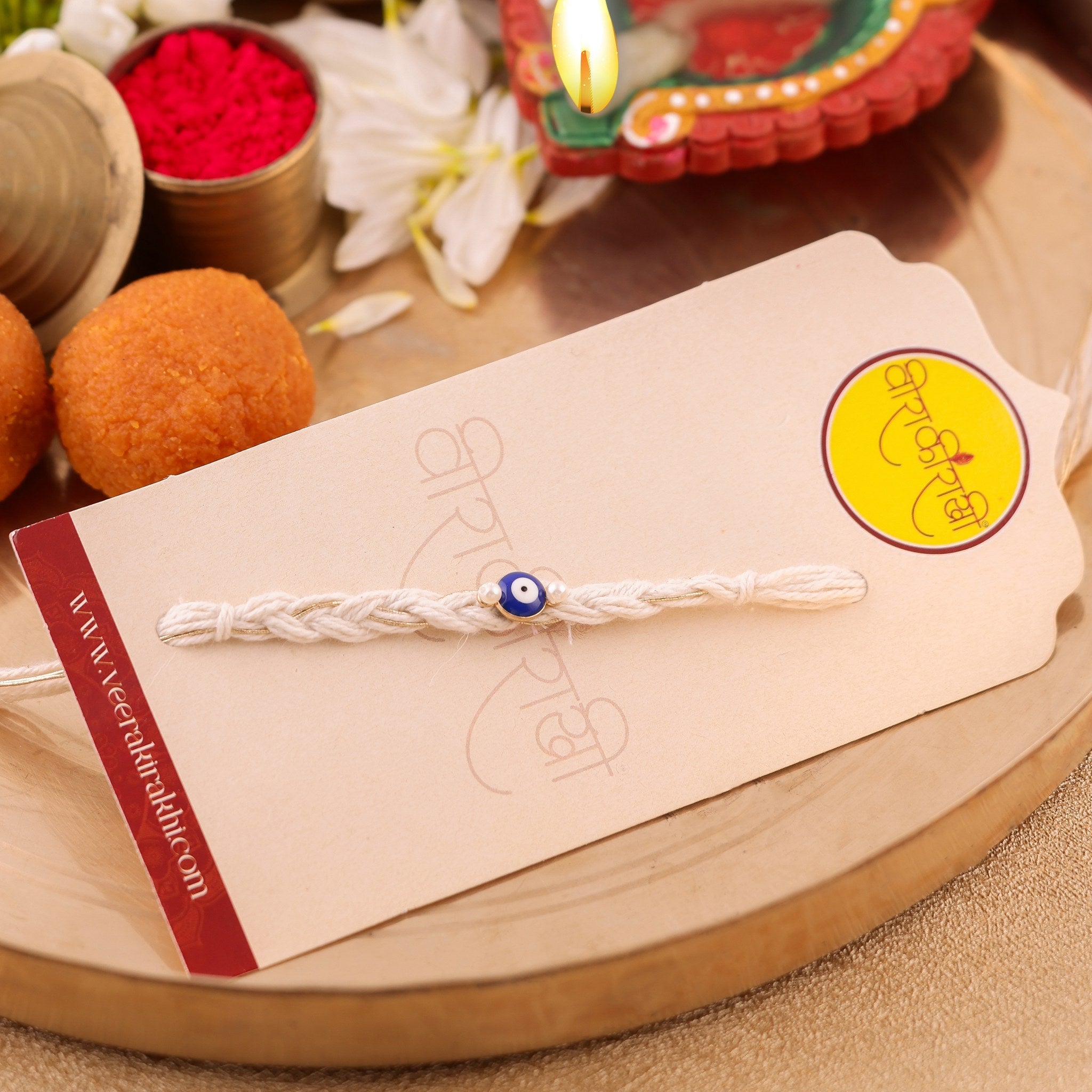 White Evil Eye Bhai Rakhi zoom