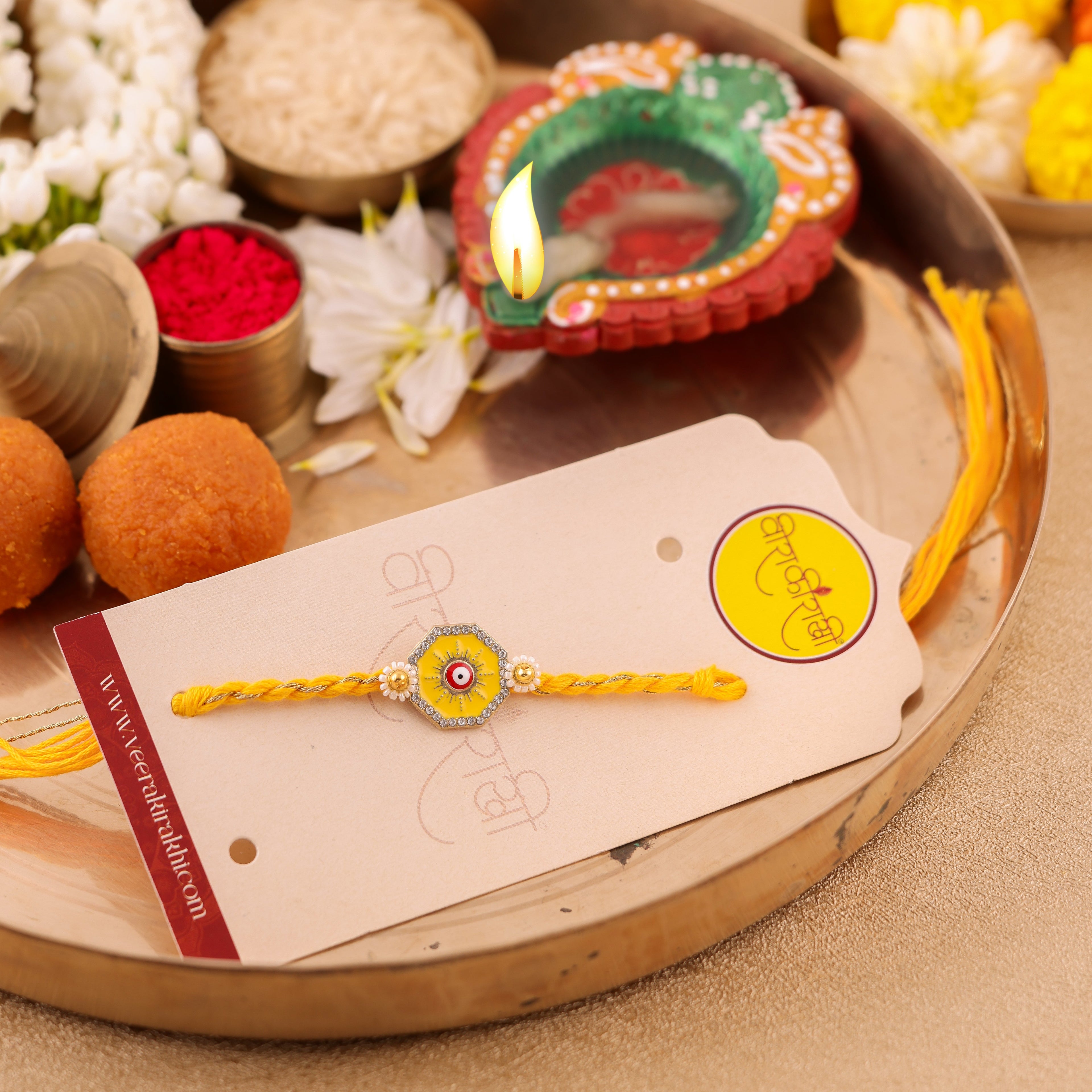 Yellow Evil Eye Rakhi - Yellow