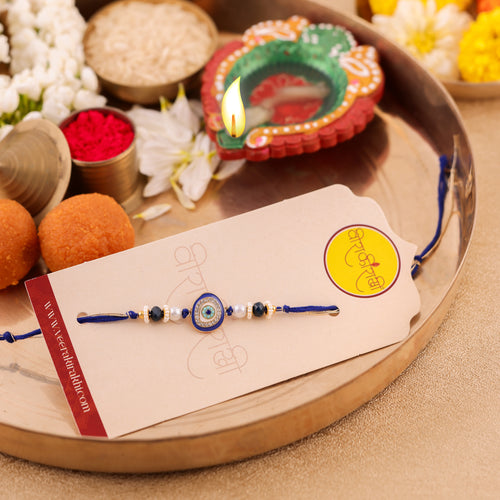 Blue Beaded Rakhi - Blue