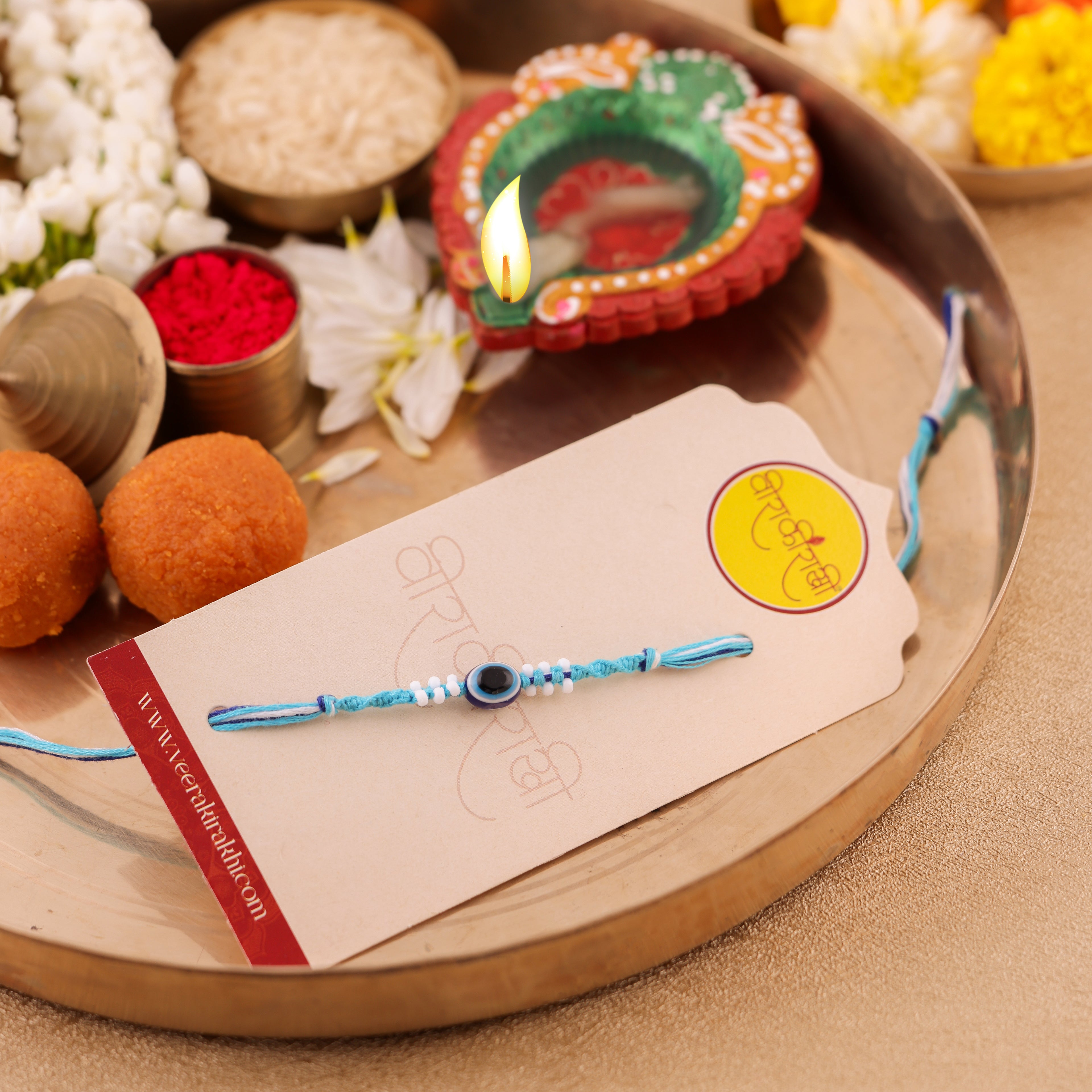 SkyBlue Evil Eye Rakhi - SkyBlue