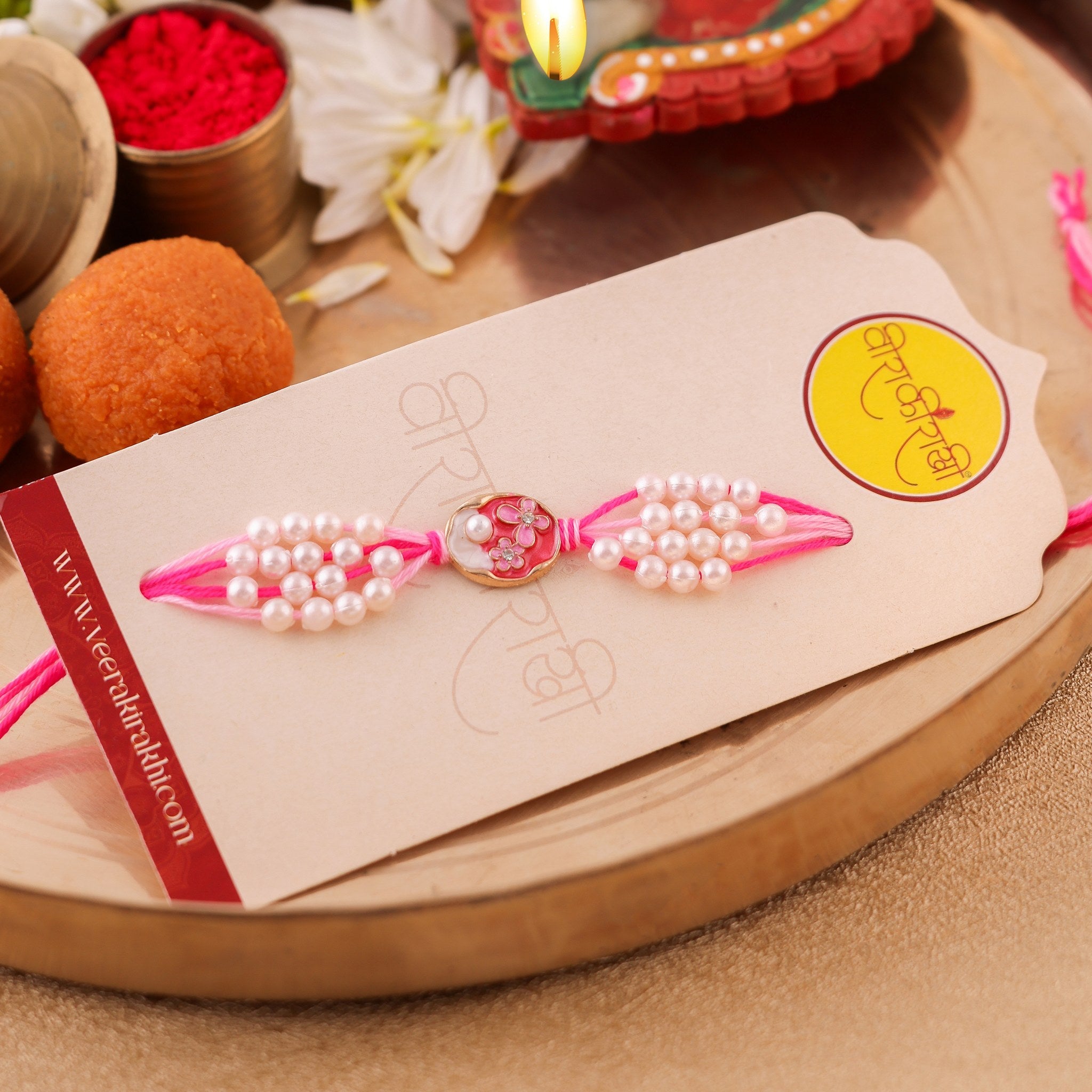 Premium Pearl Charm Beaded Rakhi zoom