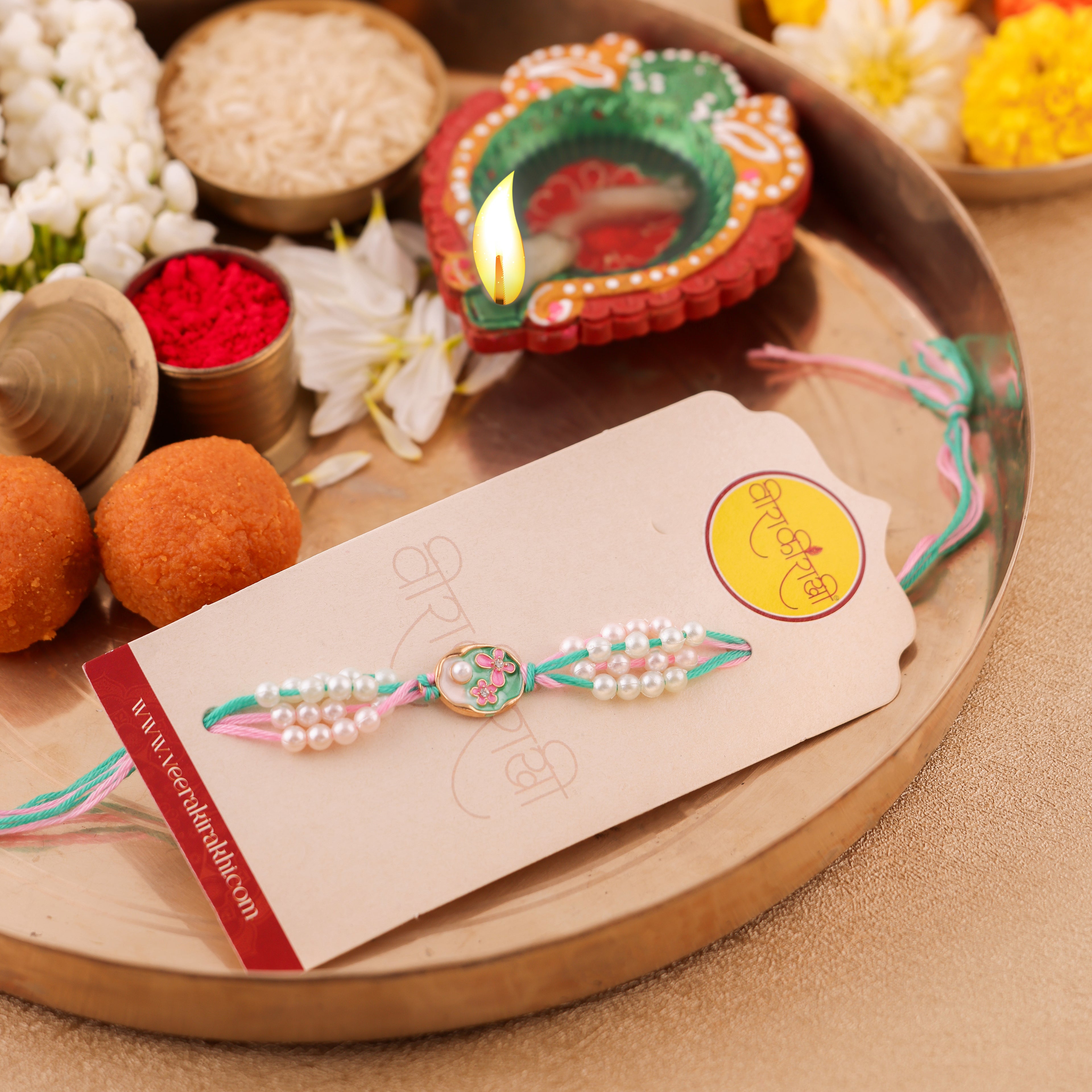 Purple Beaded Rakhi - NeonGreen
