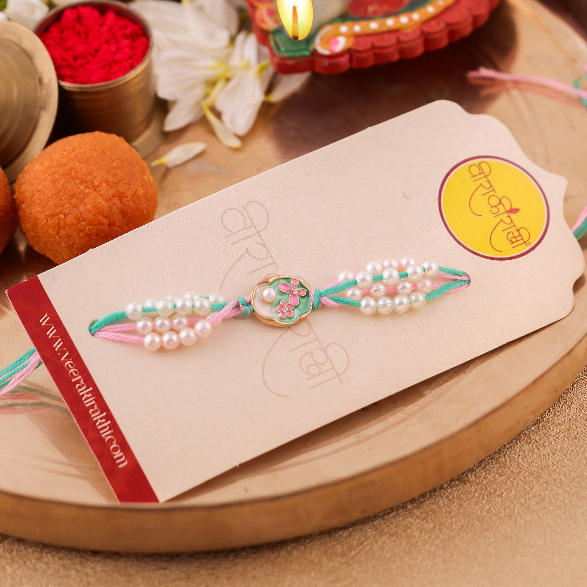 Premium Pearl Charm Beaded Rakhi zoom