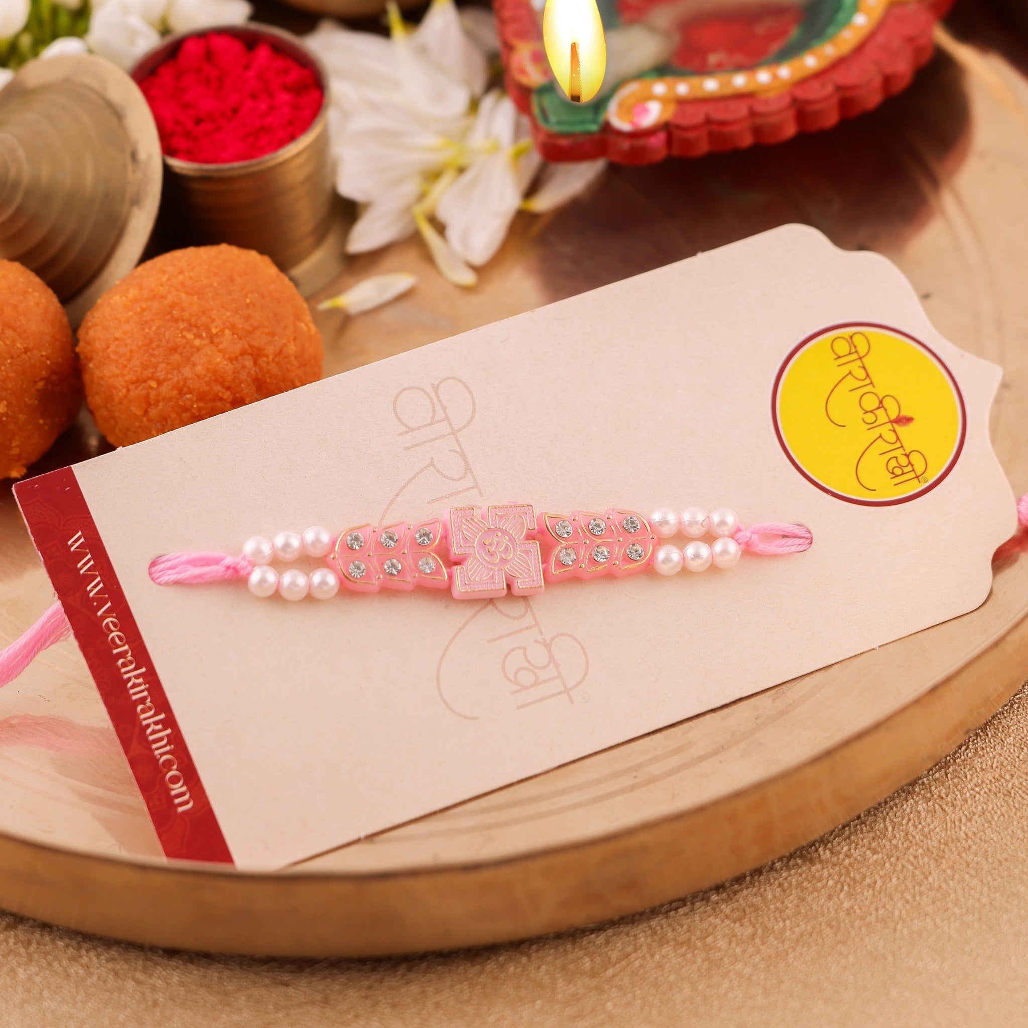 Orange Beaded Charm Rakhi zoom