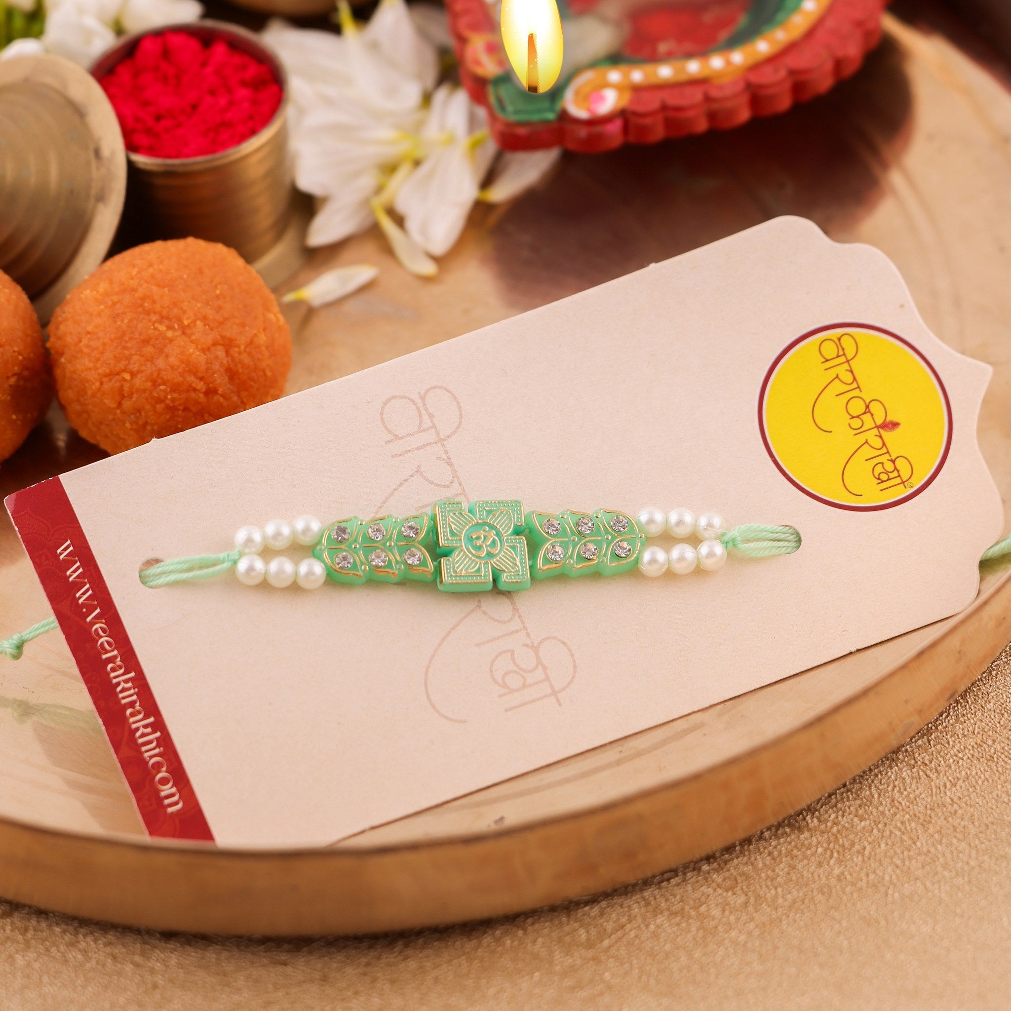 Orange Beaded Charm Rakhi zoom