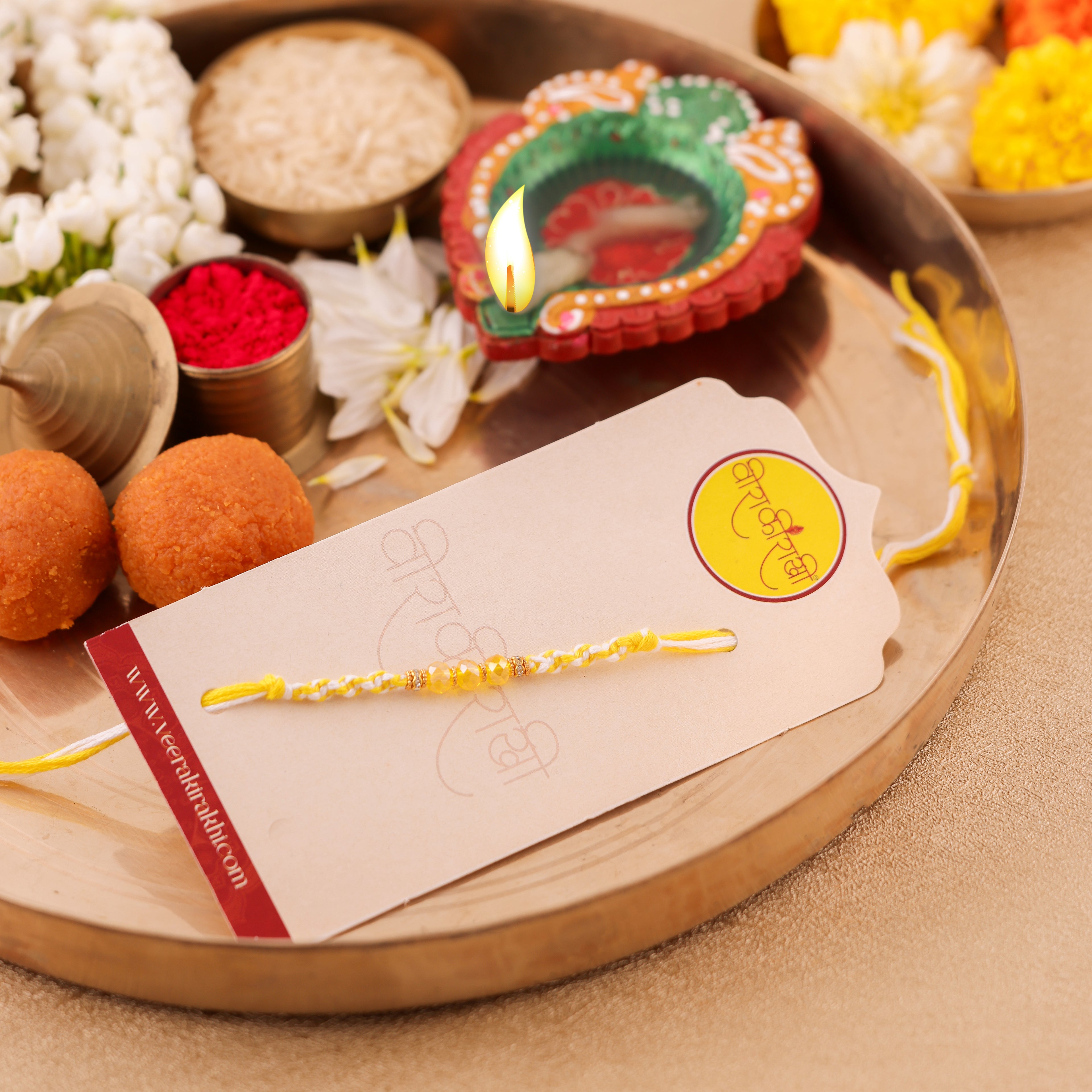 Purple Beaded Rakhi - Yellow