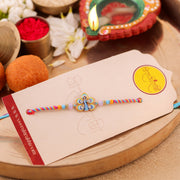 Thumbnail for Handcrafted Enamel and Beaded Rakhi Sky Blue zoom