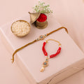 Red Red Beaded Lumba Rakhi Set - Red