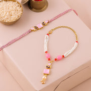Thumbnail for Skyblue Pastel Bead Lumba Rakhi Set zoom